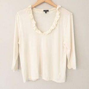 Talbots 3/4 Sleeves Ruffled Neckline Top Size XLP